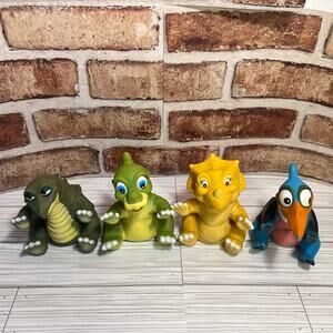 Vintage Set Of 4 LAND BEFORE TIME Rubber Figure Hand Puppets 1988 Pizza Hut